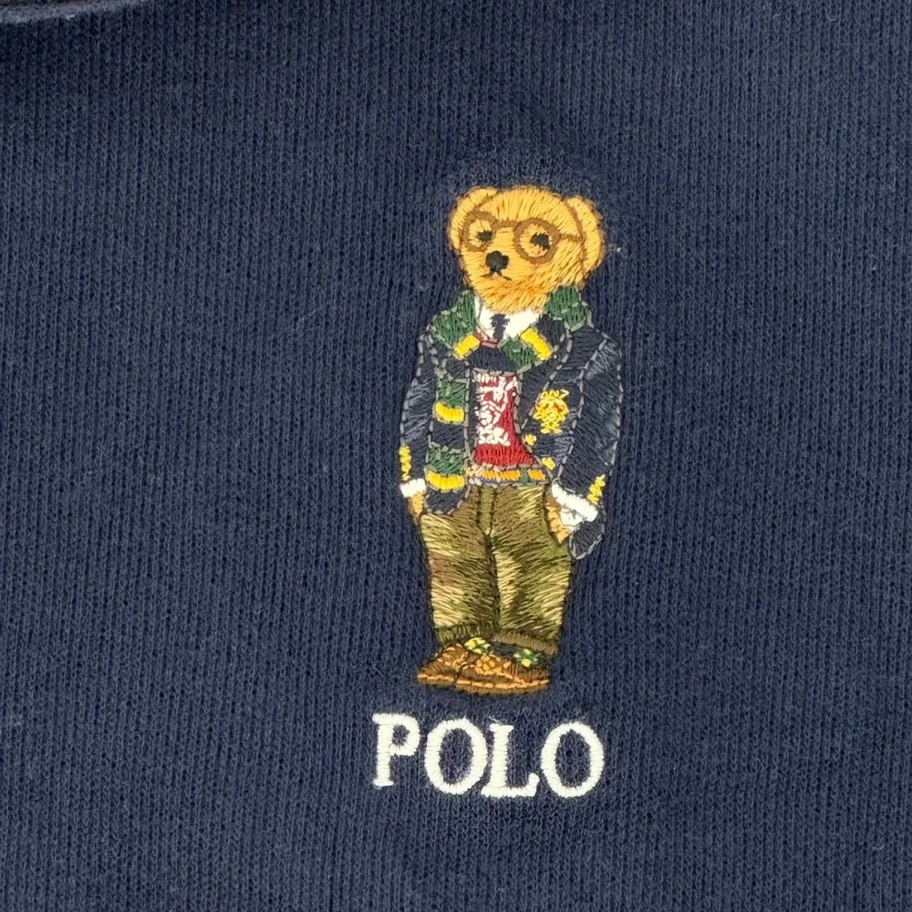 Polo Ralph Lauren Mens XL Navy Estate Rib Quarter Zip Polo Bear Pullover Sweater